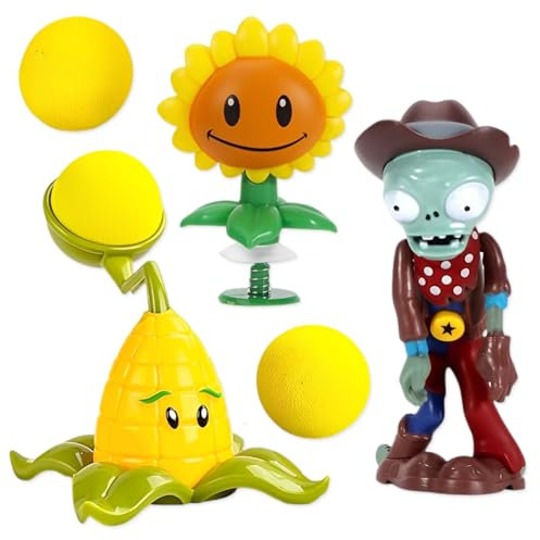 BZQCPLX Cartoon Plants and Zombies Mini Figures Set, Cartoon Cake Ornaments Horror Game Cake Decoration, Plants and Zombies Collectible Anime Figures- Zombie Bull Rider Sunflower Kernel-pult