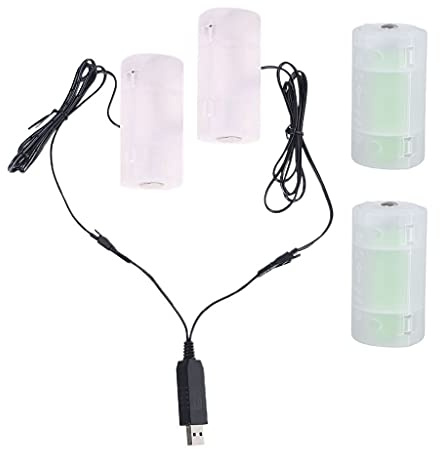 DIIOOMIEEU 2in1 USB to 1.5V 3V 4.5V 6V D Battery Cable Replace D Cell Batteries for Water Heater Stove