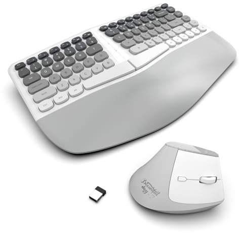 Ergonomic Wireless Keyboard and Mouse Set Creamy
