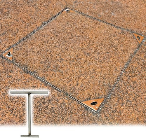 Copertura Pozzetto Coperchio di ricambio per fossa settica commerciale per esterni, coperchio per bacino fognario in acciaio inossidabile rinforzato rettangolare con base ed estrattore(30X30IN(76X76CM