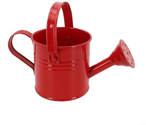 Regadera, regadera de metal con boca larga para plantas de jardín, vertido suave, pulverizador de agua de jardín reutilizable (rojo)