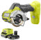 Ryobi - Meuleuse 18 volts sans fils ONE+, 76mm, Brushless, livrée avec 2 lames (pour métal et tuiles) et 1 disque abrasif - 1 Batterie 2Ah et 1 Chargeur Rapide