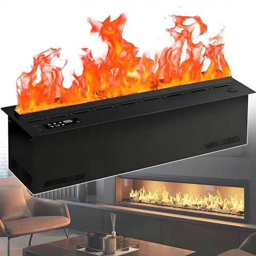 smafoseedding Chimenea Eléctrica De Vapor De Agua Empotrada con Llama Atomizada Realista, Control Manual De Agua Y Control Remoto con Pantalla Táctil.,50cm/20in