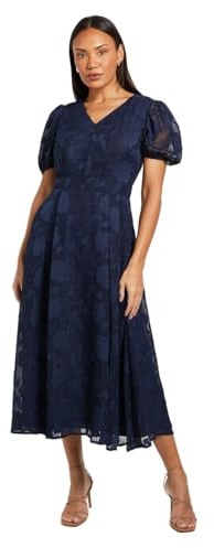 Wallis Floral Jacquard Puff Sleeve Midi Dress