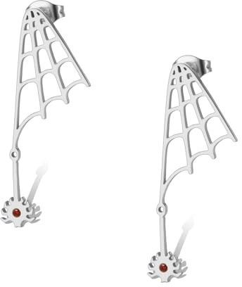 Spinnennetz-Ohrringe für Damen Edelstahl Spinnenohrstecker baumelnde Ohrhänger Halloween Party Kostüm, Zubehör Schmuck