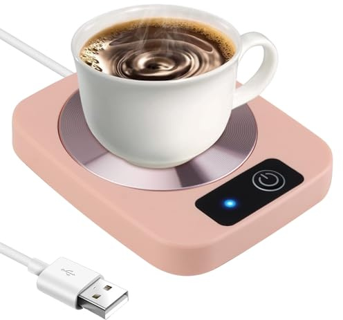 AETPI Smart Coffee Mug Warmer,Electric Beverage Cup Warmer with Aluminum Heating Panel 55°C Constant Temperature for Desk Coffee Mug Heater USB Powered for Tea Milk Home Office(Pink)