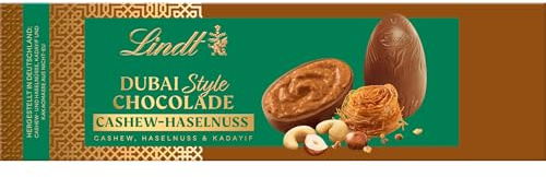 Lindt Dubai Style Chocolade Eier Cashew-Haselnuss | 108g Eier | Feinste Vollmilch-Chocolade mit Cashew-Haselnuss und knuspriger Kadayif Füllung | Schokoladeneier | Schokoladengeschenk