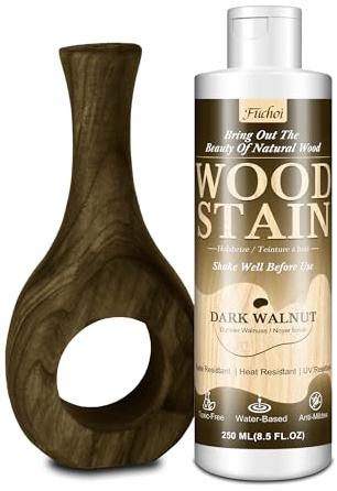 Water Based Wood Stain & Varnish 250ml - Dark Walnut | Indoor & Outdoor Wood Stain for Furniture, Doors, Cabinets | Low Odor, Non-Toxic, Fade-Resistant Multi-Finish
