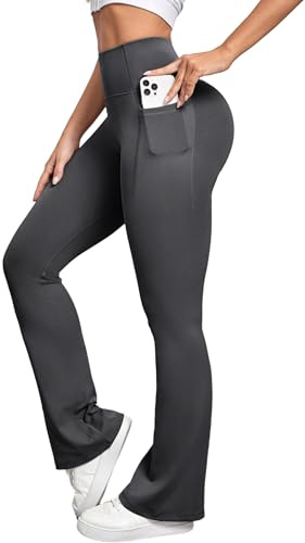 FXTYK Hoch taillierte Ausgestellte Leggings Yogahose mit Taschen für Damen —— Weite Hose, Dehnbare Arbeitshose Jogginghose für Damen Im Fitnessstudio, bei der Arbeit, beim Laufen