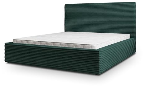 Masseno Polsterbett MIRETTI 200x200 cm, Doppelbett, Bettkasten, Stauraum, Lattenrost Und Kopfteil - Grün, TILIA 39