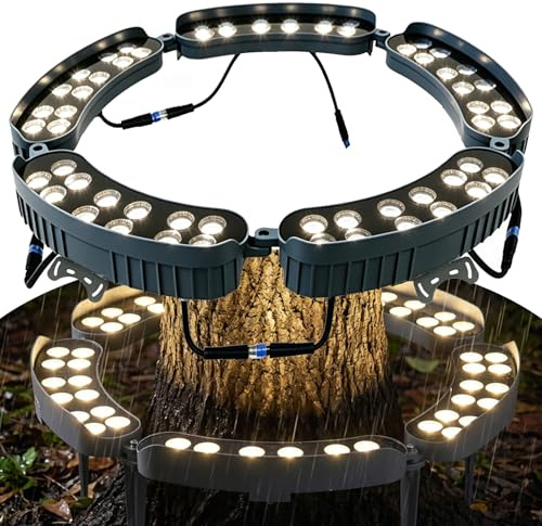 LLELEMAMO LED Ring Tree Light Outdoor Waterproof Landscape Spotlight, Die-Cast Aluminum Tree Hug Uplights with Ground Stake for Garden Pathway Accent, Circular Wrap Around Lamp (RGB,Base-5pcs)