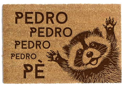 Happenings, Zerbino in fibra di cocco con testo divertente Pedro Pe, per ingresso, naturale, opaco, antiscivolo, 40 x 60 cm