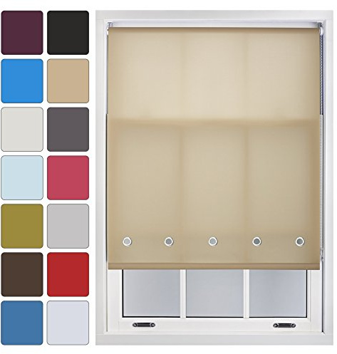 FURNISHED Daylight Roller Blind with Eyelets Made to Measure, Cappuccino, Up to 180W x 165H cm
