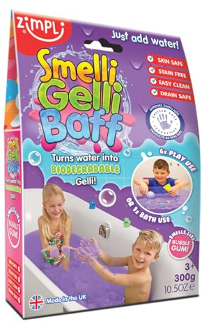 Zimpli Kids Smelli Gelli Baff Bubblegum from, 1 Bath or 6 Play Uses, Magically turns water into thick, colourful goo, Arts & Crafts for Children, Birthday Present, Vegan Friendly & Cruelty Free