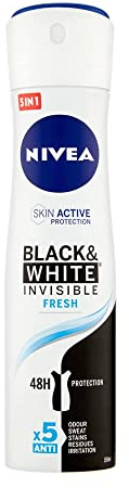 NIVEA Women's Deodorant Spray Invisible For Black&White Fresh - 150 ml, 150 ml