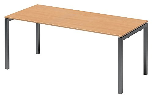 BISLEY Cito Schreibtisch, 740 mm höhenfixes U-Gestell, Metall, Bc334 Dekor Buche, Gestell Anthrazitgrau, 80 x 180 x 85 cm