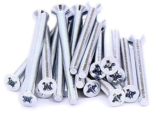 M4 (4mm x 50mm) Pozi Countersunk Machine Screw (Bolt) - Steel (Pack of 20)