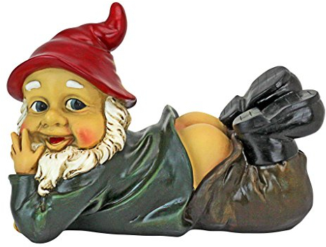 Design Toscano Frecher Sonne scheint Nicht Gartenzwerg mit nacktem Hintern Gartenzwerg-Statue - Rasenzwerg, Harz, Vollfarbe wirklichkeitsgetreu