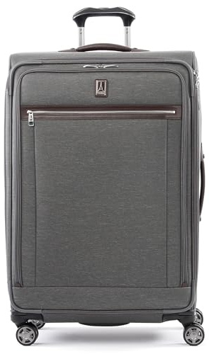 Travelpro Platinum Elite Softside Expandable Checked Suitcase, 8 Wheel Spinner Large Suitcase, TSA Lock, Men and Women, Vintage Grey, Checked Large 83x54x34 cm