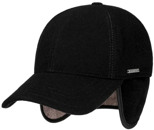 Stetson VABY Baseball Cap Wolle Kaschmir Basecap Käppi Cap Ohrenklappen (63/XXL, 1 Schwarz)