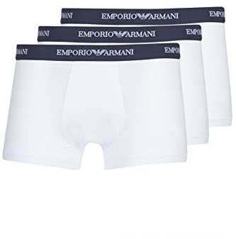 Emporio Armani Herren Men's Basic - Essential Monogram 3-pack Trunk Boxershorts, White/White/White, S