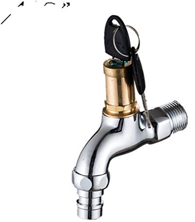 UZSYLE Messing Bibcock Outdoor Wasserhahn 1∕2 Zoll Mit Schloss Wasserhahn Becken Wasserhahn Waschmaschine Wasser Garten Wasserhahn Chrom