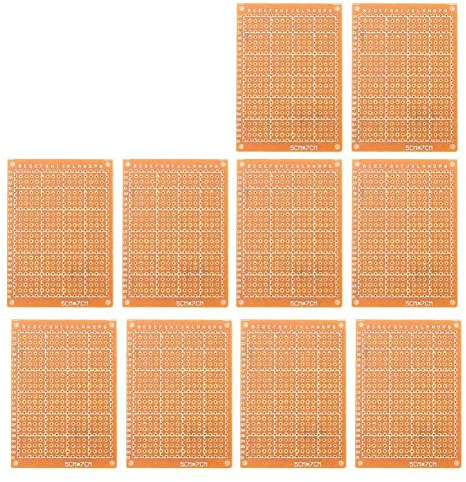 Fafeicy 10pcs PCB Breadboard 5x7cm Single-Sided Prototype Board Bakelite Universal Solderless PCB Assembly Kit for Electronics Projects