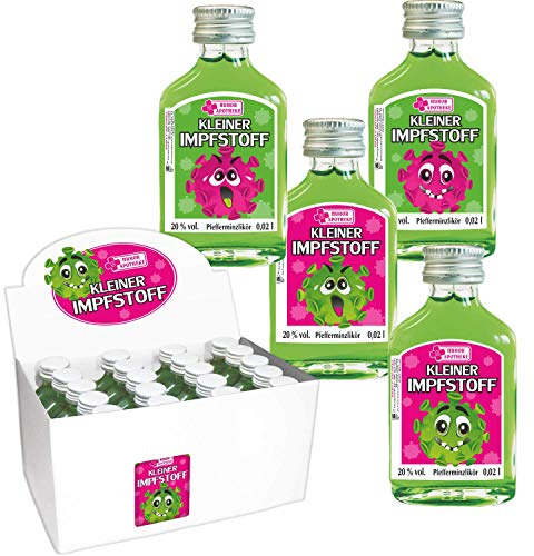 Kleiner Corona Impfstoff | 20 x 0,02l | Pfefferminzlikör | 20% vol. alc. | Humormedizin Humorapotheke | Der erste Impfstoff gegen das Virus kommt aus unserer Humor Apotheke