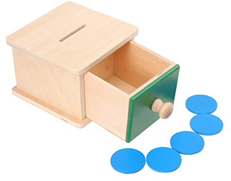 Toddmomy 1Pc Montessori Säuglingsmünzkasten Holz Hand Auge Koordination Spielzeug Lernspielzeug für Kleinkinder 1-3 (Münzkästchen Stil)