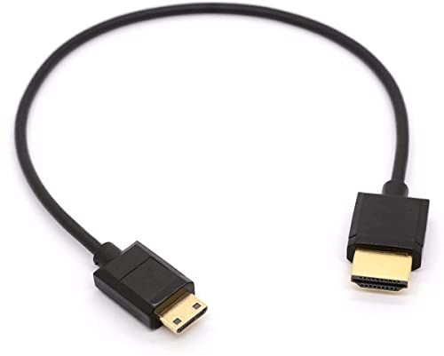 HTGuoji Mini-HDMI zu HDMI-Kabel, Mini-HDMI-Stecker auf Stecker, HDMI 2.0, Ethernet-Kabel für Nikon/Canon-DSLR-Kamera, Laptop, Grafik-Videokarte, Raspberry Pi Zero (30 cm)