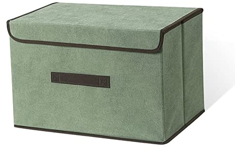 LELE LIFE Foldable Storage Box with Dustproof Lid and Handle, Foldable Storage Bin Collapsible Storage Organizer for Closet, Bedroom, Home, Green