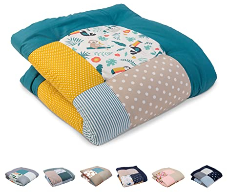 ULLENBOOM Krabbeldecke für Baby 80x80 cm, Outdoor-geeignet, 100% OEKO-TEX Materialien, Made in EU, Weich gepolstert, Dschungel - ideal als Spieldecke Baby