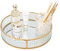 SLHEQING Vassoio Specchio Rotondo, Vassoio Portaoggetti di Metallo Vassoio da Bagno, Vassoio Decorativo Oro Porta Profumi per Vanità, Comò, Bagno, Camera da Letto (Dorato-B, 25L x 25l x 5H cm)