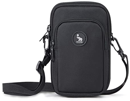 OIWAS Herren Umhängetasche Handytasche Zum Umhängen Klein Männerhandtasche Damen Crossbody Bag Tasche Mini Schultertasche für Freizeit und Urlaub Männer Smartphone Schwarz