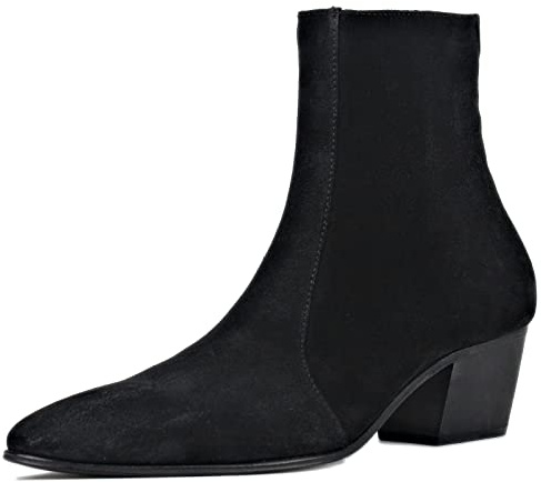 COWSDELLA Stivali da uomo in pelle con suola in pelle Stivali da Moto da Cowboy da cerimonia Stivaletti Classico Tacco Alto JY040 US11.5(EU45)