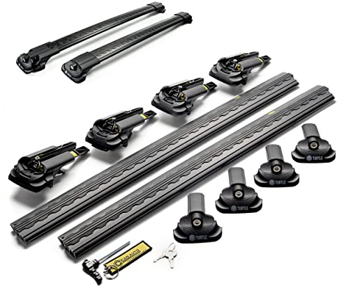 Turtle AIR1 | Dachgepäckträger Dachträger | Kompatibel mit BMW X5 E53 1999-2006; Dient der Montage von Dachboxen, oder Dachfahrradträger, Leiter | Robuste Konstruktion aus Aluminium | TÜV