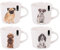 YöL Set Of 4 Dog Design Mugs New Bone China Coffee Tea Cups Pug Cockapoo Terrier Spaniel 350ml Dog Lovers Home Kitchen