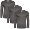 Keanu Mens Thermal Long Sleeve Top - Pack of 3 - Winter Warm Brushed Underwear Long Sleeve Top Baselayer - Sizes S M L XL 2XL (Charcoal, Large)