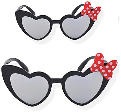 Disney Minnie Mouse Lunettes de soleil pour filles | Lot de 2 paires de lunettes de soleil assorties Mommy and Me et pochette, Noir, 55mm