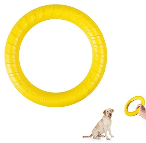 QEEROYO Hunde Fitness Ring, Hundebiss-Ring, Beissring Hunde, Hundespielzeug Ring, Hunde Flugscheibe Spielzeug, Beissring für Hunde, Interaktiver Trainingsring für Kleine mittelgroße Große Hunde, Gelb
