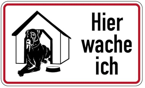 Aufkleber Hinweis Warnung „Hier wache ich“ Hunde Schild Folie selbstklebend | Größe wählbar Made in Germany, Größe: 12x20cm