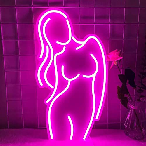 Frau mit Brüsten pink Neonlicht LED Neon Schild USB Licht Lampe Reklame Leuchte Kunst Bar Party Nachtlicht Wand Dekoration Gaming Hintergrund Beleuchtung Wandleuchte Po Hintern weiblich Körper sexy