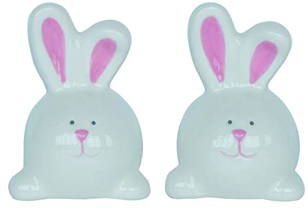 Ensemble salière et poivrière lapin de Pâques en céramique blanc brillant