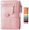 Lakpopya Geldbörse Damen 14×10cm, Geldbeutel Viele Fächer, Portemonnaie Damen PU Leder mit Münzfach (rosa)