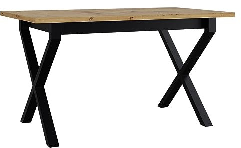 Mirjan24 Tisch für Esszimmer Idunes I, Rechteckiger Esstisch, L:140-180 x H:77 x B:80 cm, Ausziehbarer Tisch für Küche, Küchentisch, Esszimmertisch, Praktischer Ausziehtisch (Artisan Eiche/Schwarz)
