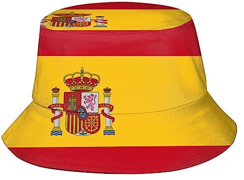 Sombrero de Cubo de la Bandera de España para Mujeres Hombres Verano Reversible Sombrero de Sol Playa Pesca Gorra