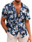 COOFANDY Chemises à Manches Courtes Hommes Funky Hawaïenne Chemise à Fleurs d'Été Imprimé Plage Casual Vacances Party Shirt avec Poche A-Noir XL