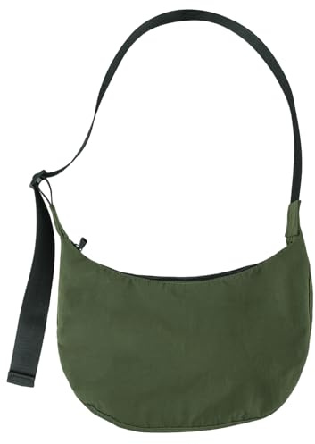 Halbmondförmige Nylon-Schultertasche für Damen und Herren, Umhängetasche mit verstellbarem Riemen und 2 Innentaschen mit Reißverschluss