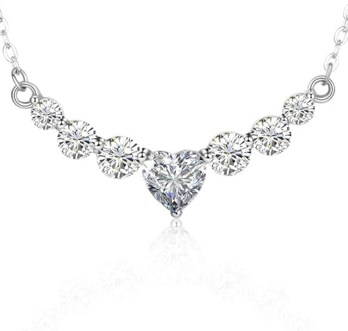 Moissanit Halskette Kette Damen Herzkette Schmuck Herz Anhänger Weihnachten Muttertags Geschenk Valentinstag Mama Jubiläum Hochzeit Geburtstag Frau Freundin