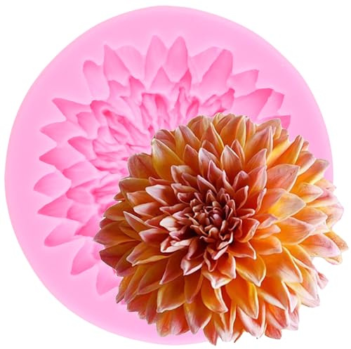 XMOLDNMS Dahlia Silicone Mould Chrysanthemum Flower Fondant Moulds for Cake Decorating Cupcake Topper Chocolate Candy Gum Paste Polymer Clay